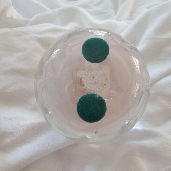 Peacock Glass Works Handcrafted Clear & White & Pink Glass Paperweight - Picture 4 of 10